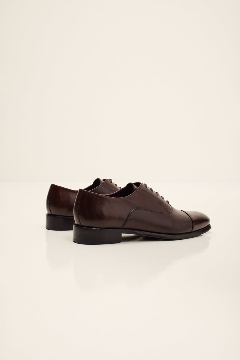Men's Leather Cap Toe Oxfords - Brown | Ron Tomson