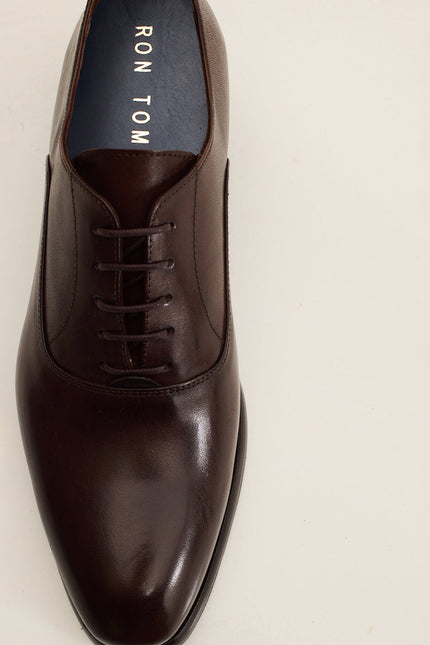 Men's Leather Oxford Shoe - Brown | Ron Tomson