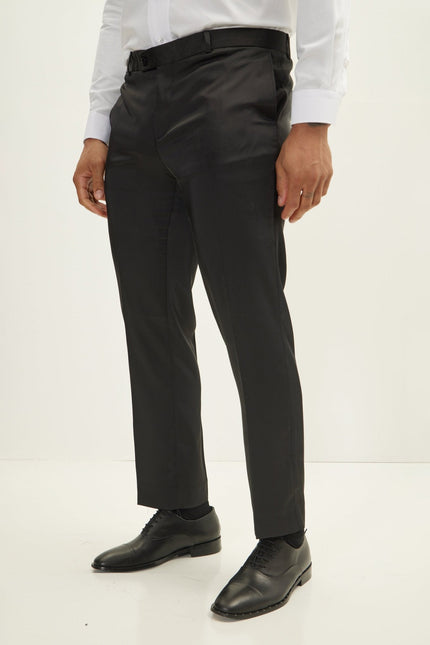 Men's Tailored Tuxedo Pants - Black Shine | Ron Tomson