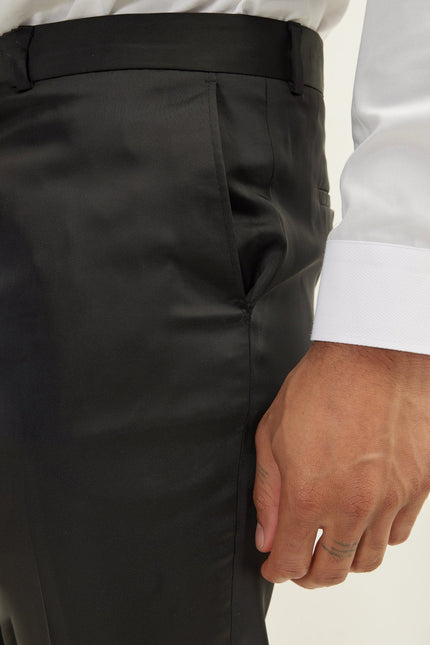 Men's Tailored Tuxedo Pants - Black Shine | Ron Tomson