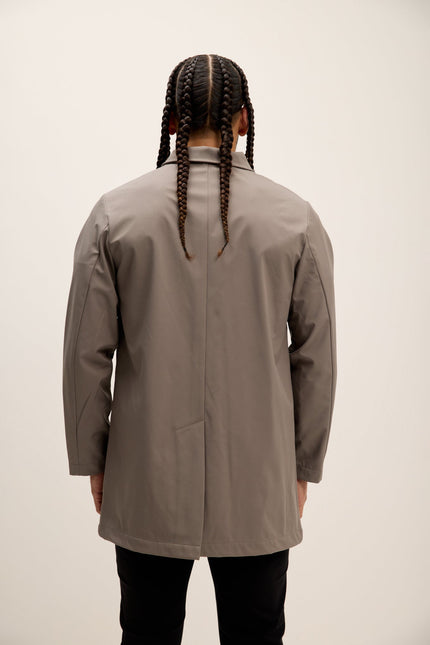 Men's Long Lightweight Windbreaker Coat - Grey | Ron Tomson