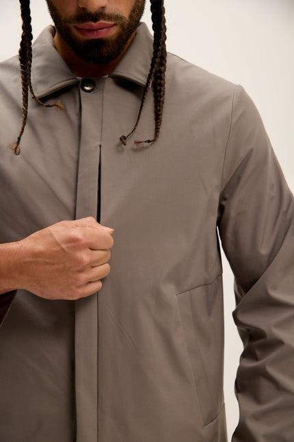 Men's Long Lightweight Windbreaker Coat - Grey | Ron Tomson