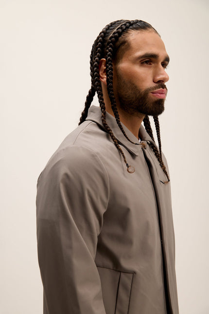 Men's Long Lightweight Windbreaker Coat - Grey | Ron Tomson