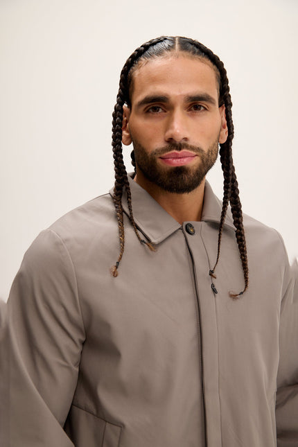 Men's Long Lightweight Windbreaker Coat - Grey | Ron Tomson
