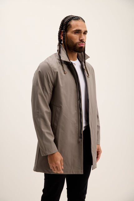 Men's Long Lightweight Windbreaker Coat - Grey | Ron Tomson