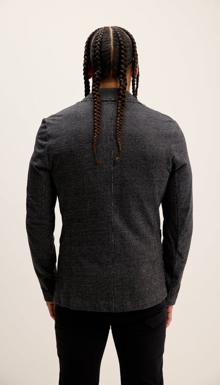 Raw-Edge Lapel Cardigan - Black