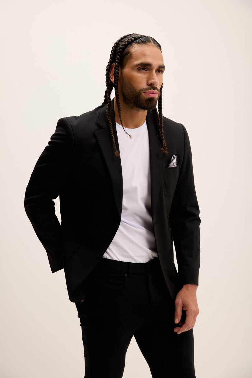 Men's Classic Fit Jetsetter Blazer - Black | Ron Tomson