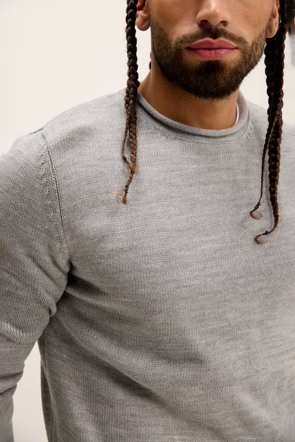 Men's Crew-Neck Pullover Sweater - Grey | Ron Tomson