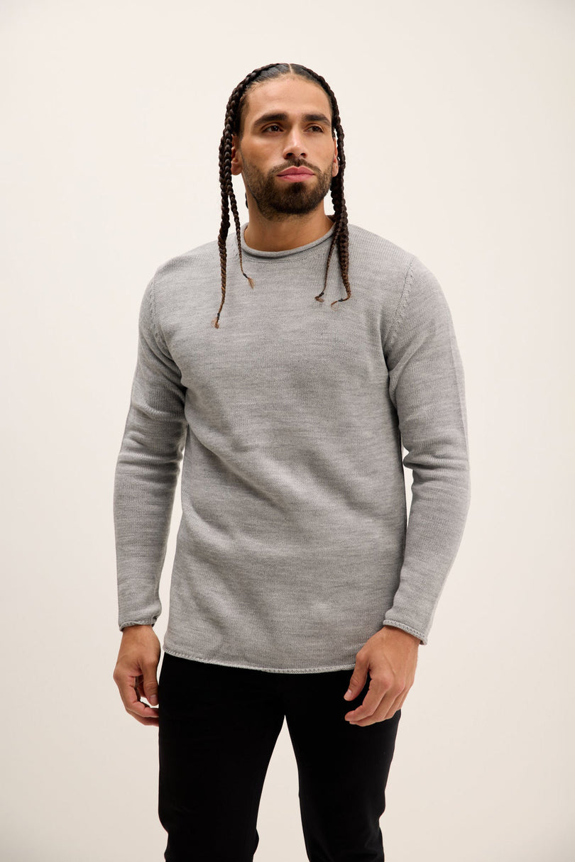 Men's Crew-Neck Pullover Sweater - Grey | Ron Tomson