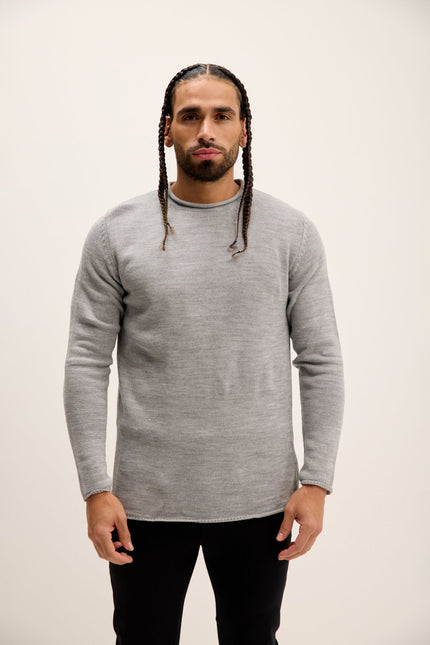 Men's Crew-Neck Pullover Sweater - Grey | Ron Tomson
