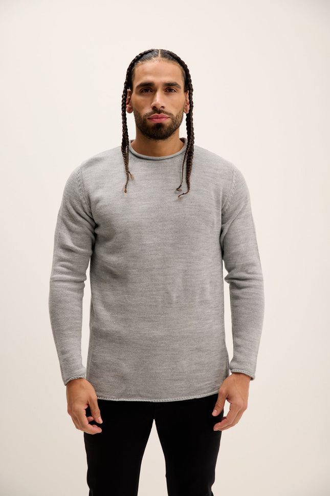 Men's Crew-Neck Pullover Sweater - Grey | Ron Tomson