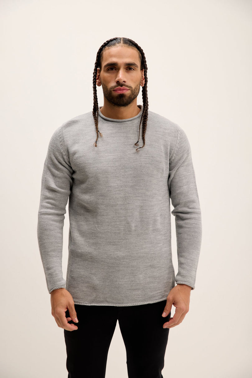 Men's Crew-Neck Pullover Sweater - Grey | Ron Tomson