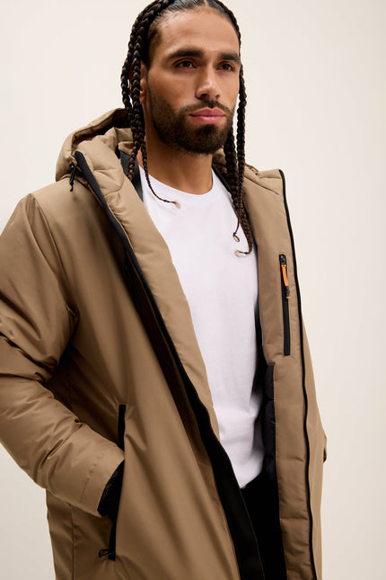 Men's Hooded Winter Parka - Camel | Ron Tomson