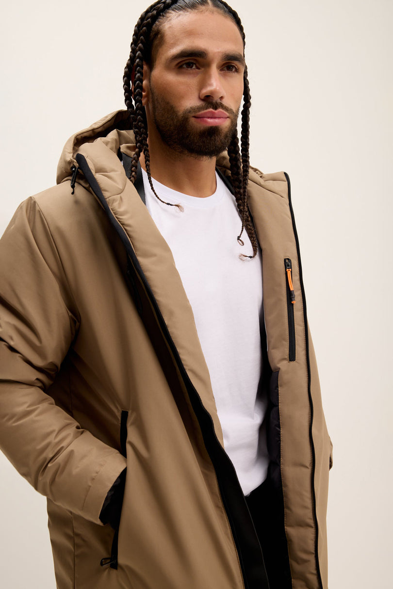 Men's Hooded Winter Parka - Camel | Ron Tomson