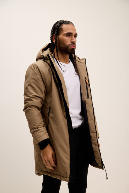 Men's Hooded Winter Parka - Camel | Ron Tomson