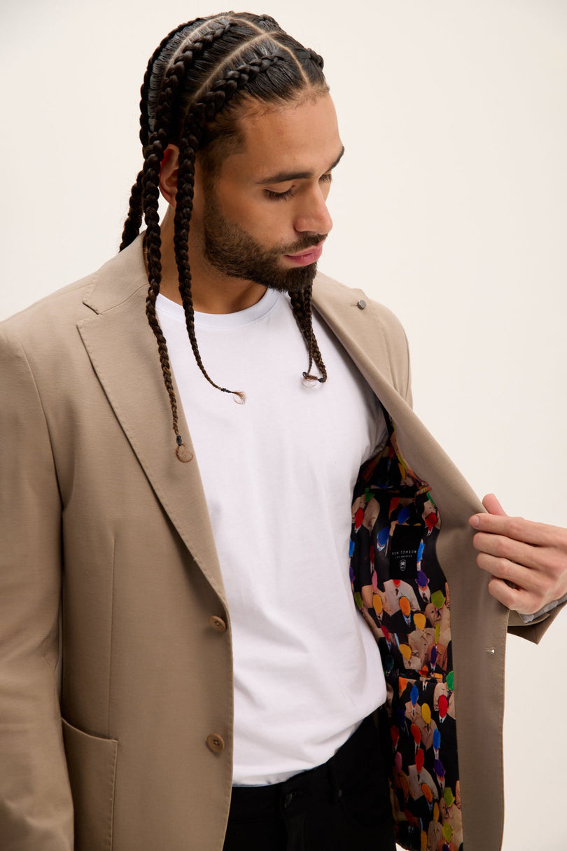 Men's Lightweight Patch Pocket Jacket - Sand | Ron Tomson