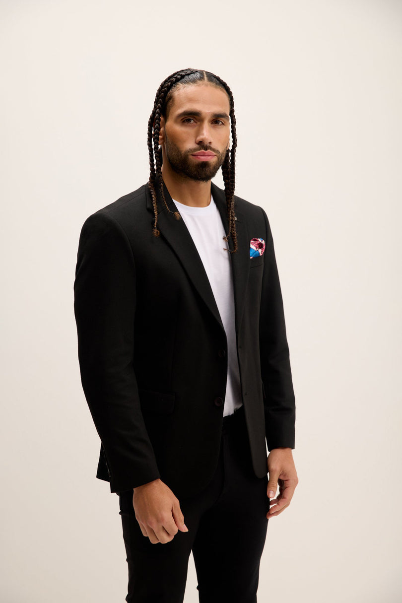 Men's Notch Lapel Blazer - Black | Ron Tomson