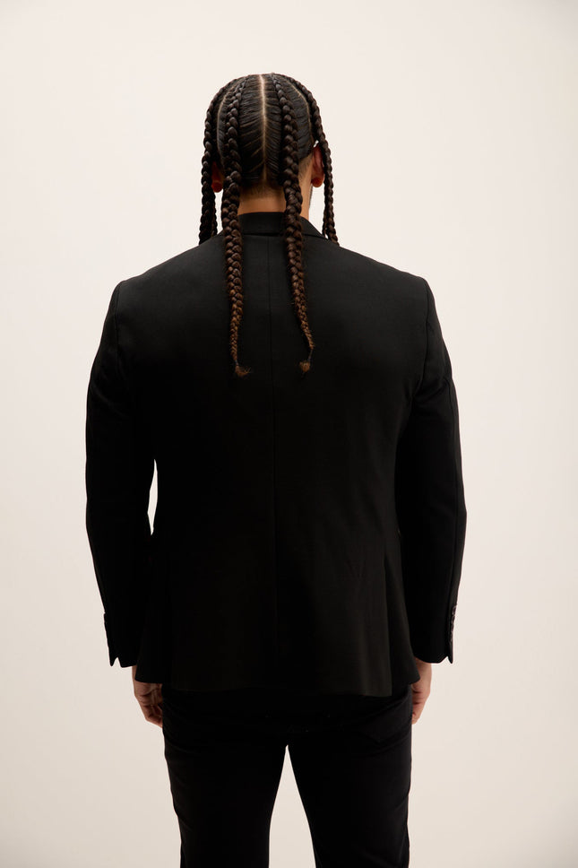 Men's Notch Lapel Blazer - Black | Ron Tomson
