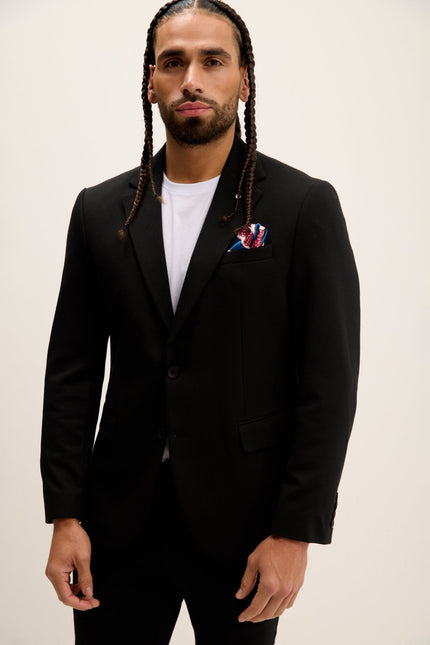 Men's Notch Lapel Blazer - Black | Ron Tomson