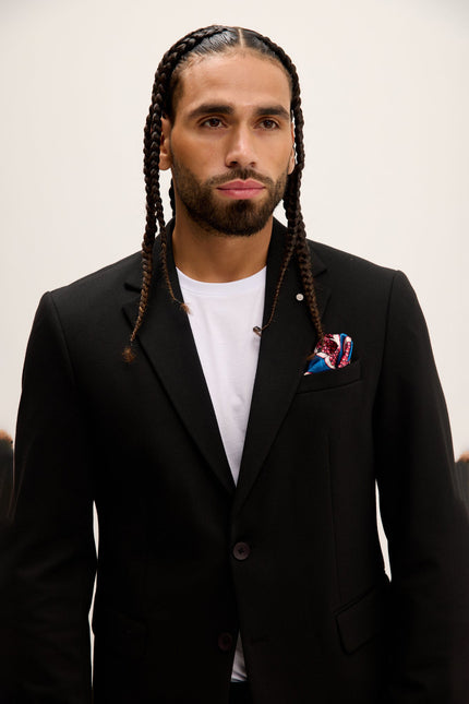 Men's Notch Lapel Blazer - Black | Ron Tomson
