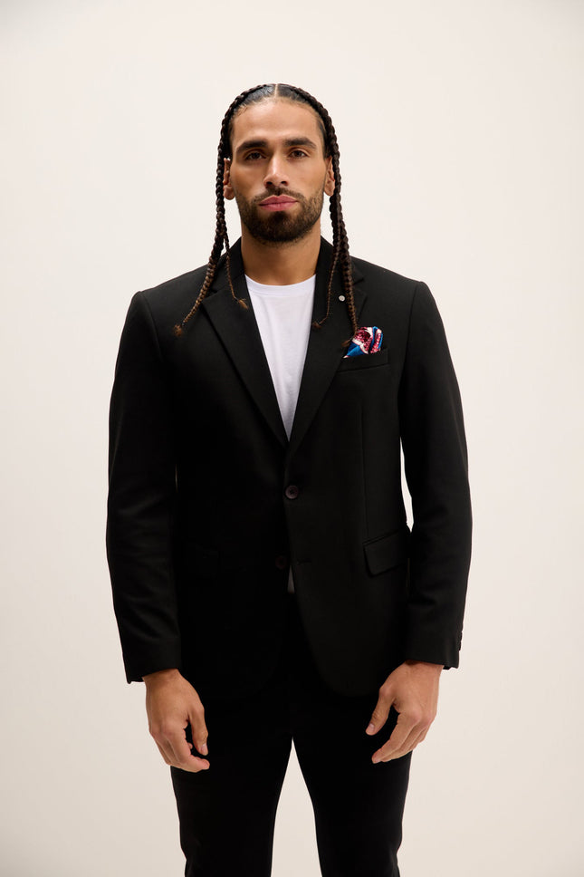 Men's Notch Lapel Blazer - Black | Ron Tomson