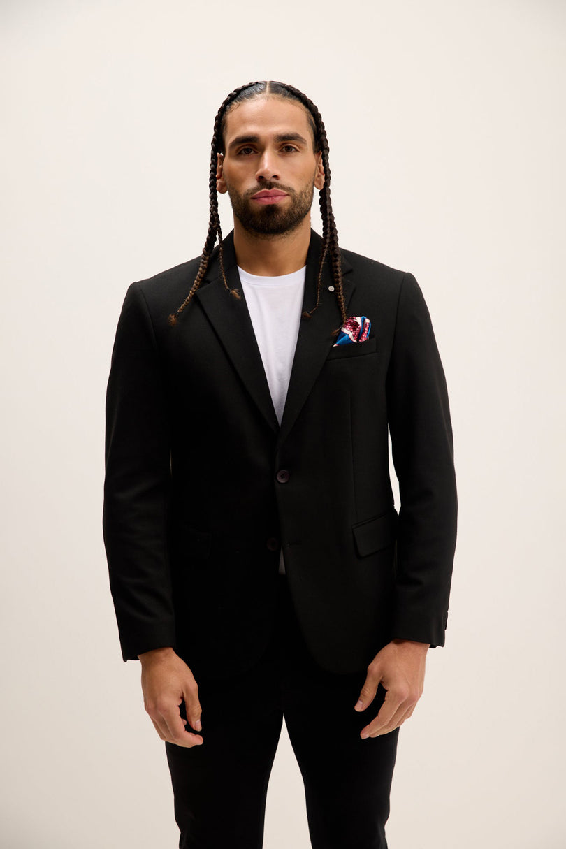 Men's Notch Lapel Blazer - Black | Ron Tomson