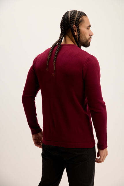 Men's Full-Zip Cardigan - Burgundy | Ron Tomson