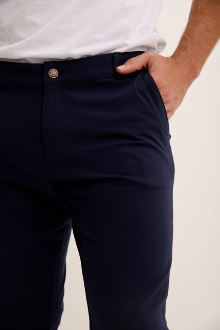 Men's Tapered Casual Pants - Navy | Ron Tomson