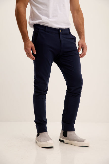 Men's Tapered Casual Pants - Navy | Ron Tomson