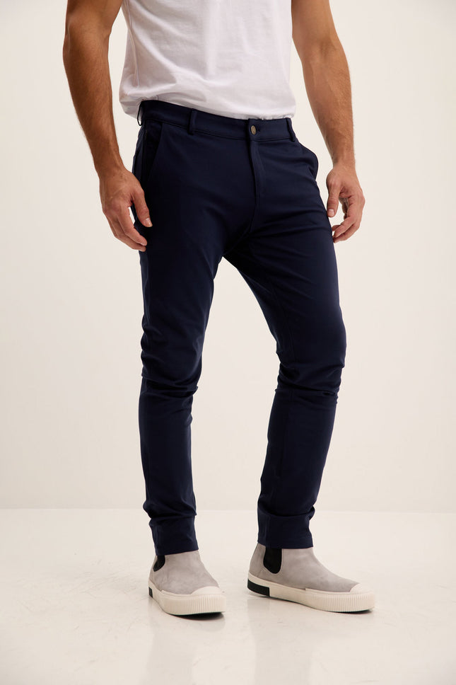 Men's Tapered Casual Pants - Navy | Ron Tomson