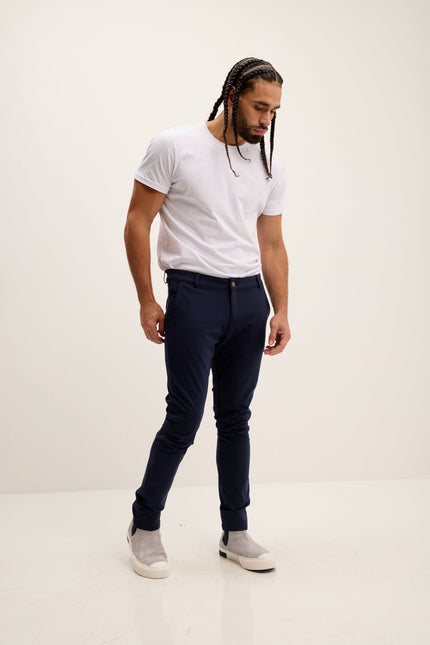 Men's Tapered Casual Pants - Navy | Ron Tomson