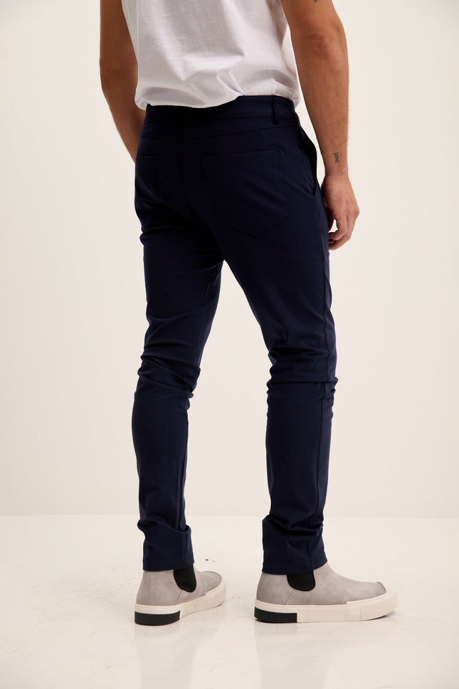 Men's Tapered Casual Pants - Navy | Ron Tomson