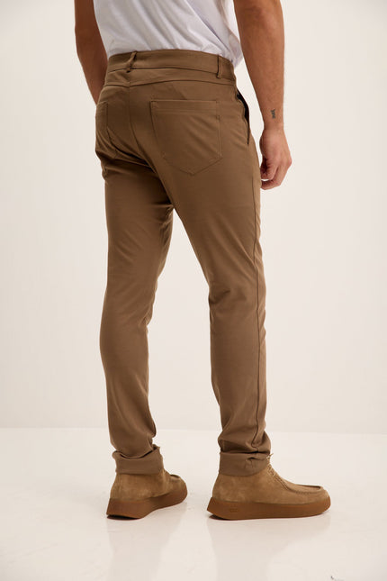 Men's Slim Tapered Casual Pants - Camel | Ron Tomson
