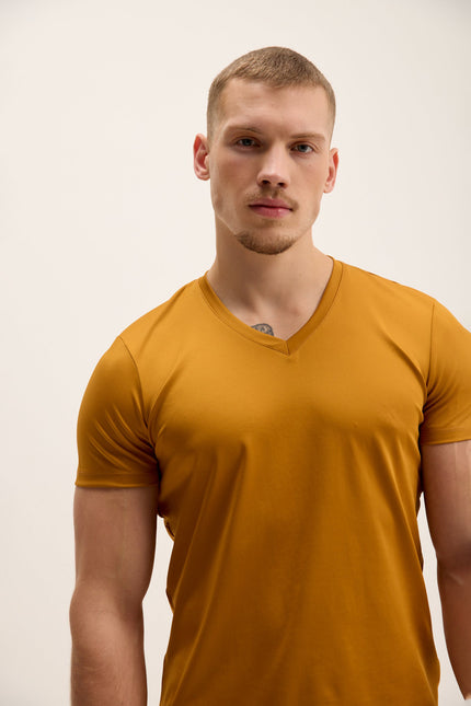 Men's V-Neck Top - Mustard | Ron Tomson