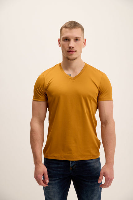 Men's V-Neck Top - Mustard | Ron Tomson