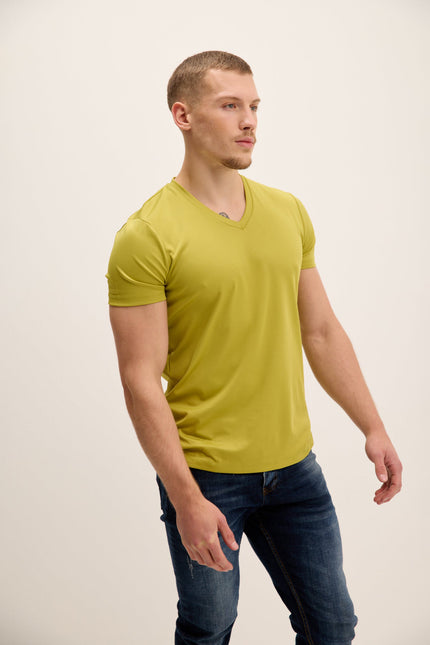 Men's V-neck Fitted Tee - Yellow | Ron Tomson