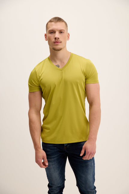 Men's V-neck Fitted Tee - Yellow | Ron Tomson