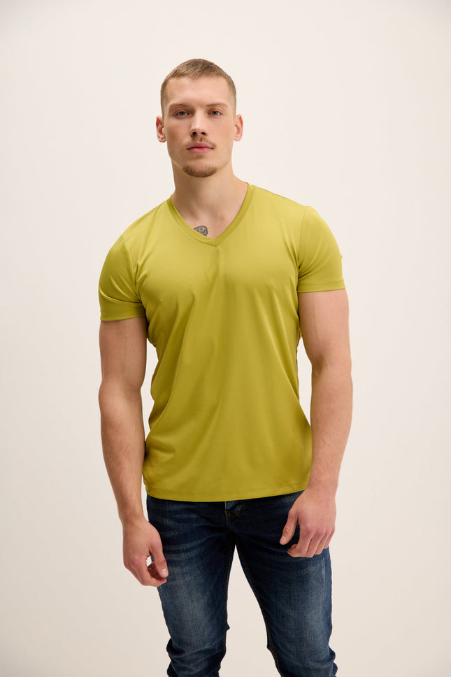 Men's V-neck Fitted Tee - Yellow | Ron Tomson