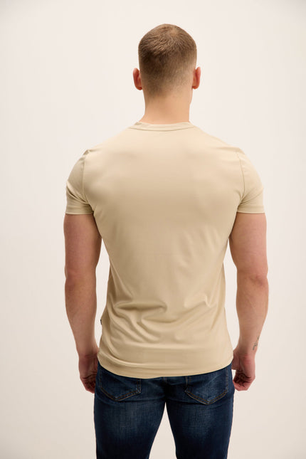 Men's V neck Fitted T-shirt - Beige | Ron Tomson