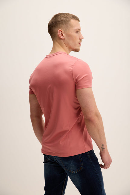 Men's Fitted V-Neck Tee - Pink | Ron Tomson