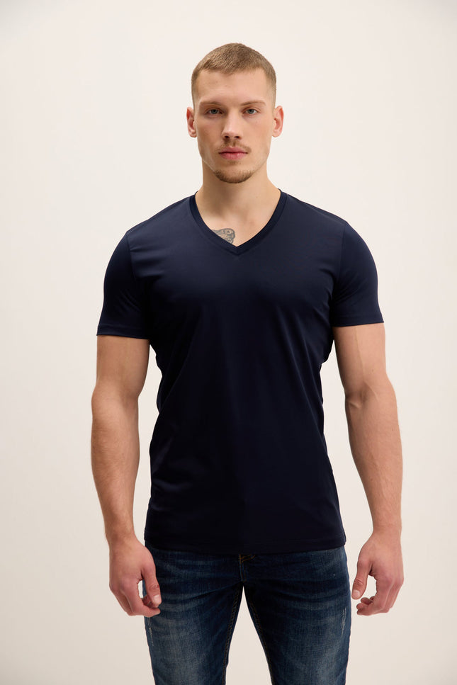 V-Neck Fitted Tee - Navy