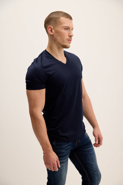 Men's V-Neck Fitted Tee - Navy | Ron Tomson