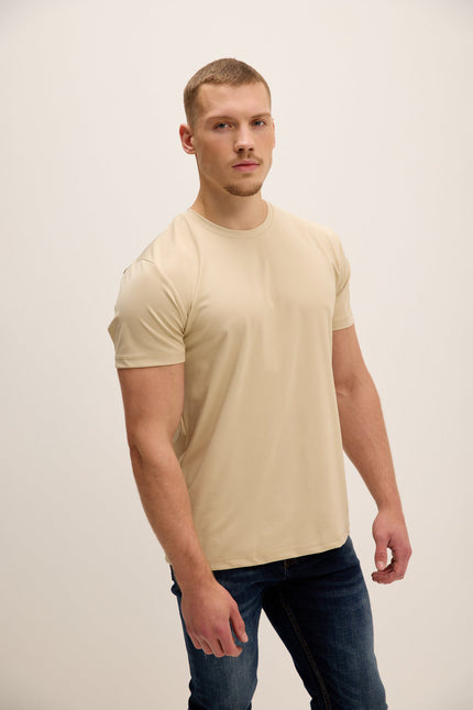 Men's Tailored Crew T-Shirt - Beige | Ron Tomson