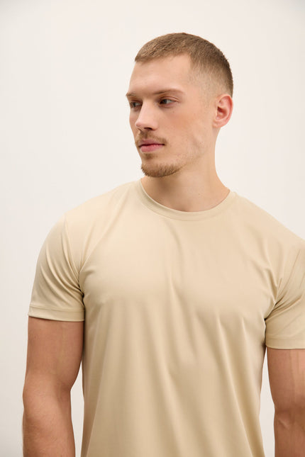 Men's Tailored Crew T-Shirt - Beige | Ron Tomson
