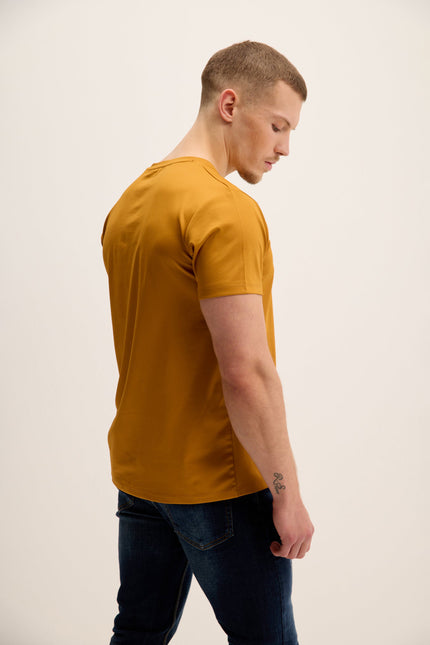 Men's Tailored Crew-Neck Tee - Mustard | Ron Tomson