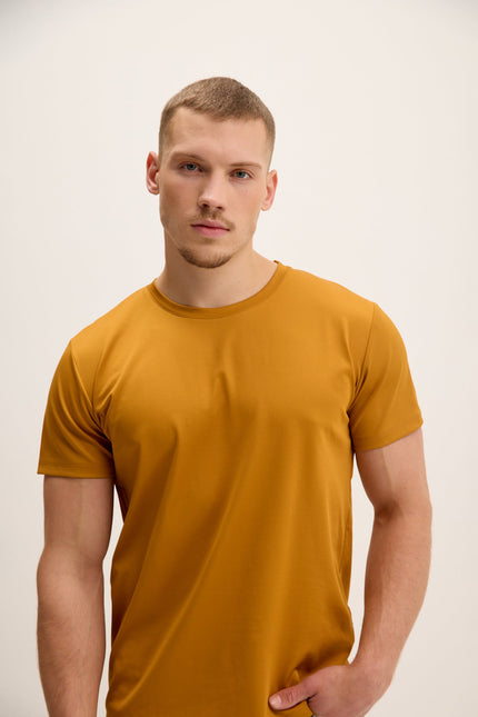 Men's Tailored Crew-Neck Tee - Mustard | Ron Tomson