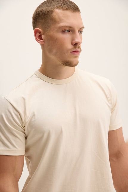 Men's Lightweight Cotton T-Shirt - Beige | Ron Tomson