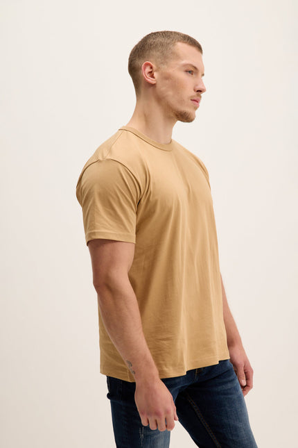 Men's Lightweight Cotton T-Shirt - Camel | Ron Tomson