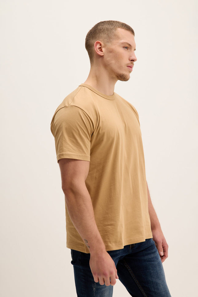 Men's Lightweight Cotton T-Shirt - Camel | Ron Tomson