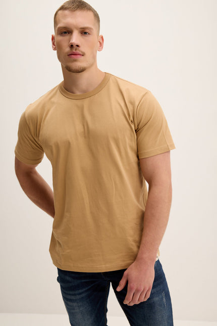 Men's Lightweight Cotton T-Shirt - Camel | Ron Tomson